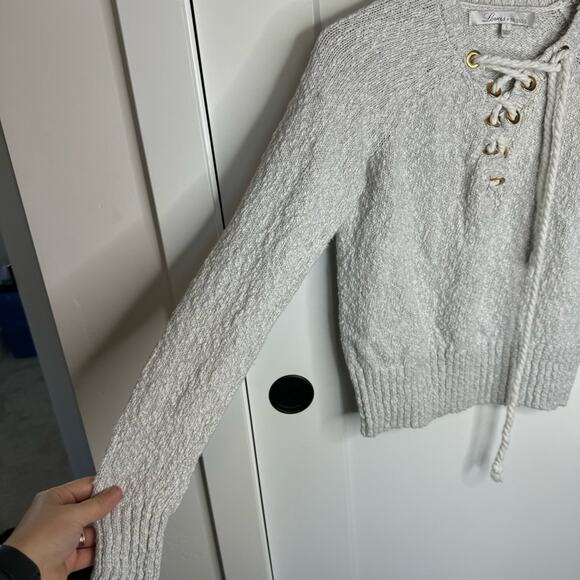 Revolve Lovers + Friends Yacht Grey Rope Lace Up Cotton Sweater Size Small - Picture 3 of 7
